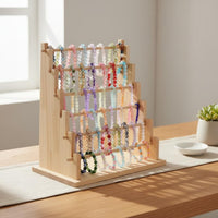 Solid Wood Wooden Bracelet Stand Detachable Multi Tier Jewelry Organizer Easy to Install Ladder Bracelet Display for Market Stall, Dressing Table