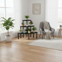 Stable & Sturdy Tiered Wood Plant Stand Space-Saving Wooden Pot Display Shelf Large Capacity 3-Tier Corner Plant Stand Rounded Corners for Retailers, Outdoor, Balcony