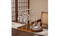 Vino Glass Rack with Wooden Base Tabletop Vino Glass Rack Countertop Organizer for Hosts