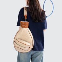 Tennis Racquet Bag Front Pocket Teardrop Athletic Carryall Buckle Detail for Pickleball