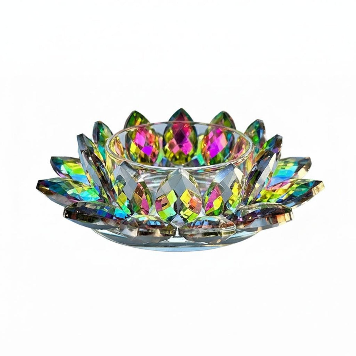 Light Reflecting Crystal Lotus Candle Holder Creates Romantic Atmosphere Crystal Lotus Tealight Holder Easy to Clean for Homeowners, Parties