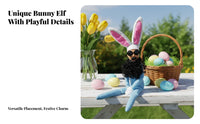 Easter Green Monster Shelf Sitter Bend and Pose Whimsical Sprite Doll with Bunny Ears Conversation Piece Bunny Ears Elf Figure for Families, Adults