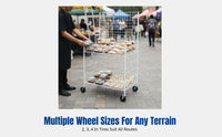 Foldable Food Cart, Mobile Snack Display, Iron Promotional Trolley for Sushi, Sandwich, Ice Jelly, Street Vendor