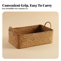 Woven Box with Lid Japanese aesthetic Storage Basket Sturdy Construction for Desktop