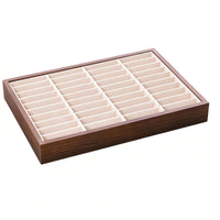 Walnut Finish 40-Slot Bracelet Tray Wood-Look Bracelet Organizer Tray Metal Loop Supports
