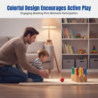 Wooden Bowling Game Set, Large, Early Education Toy for Kids, Parent-Child Interactive, Colorful, Boys Gift