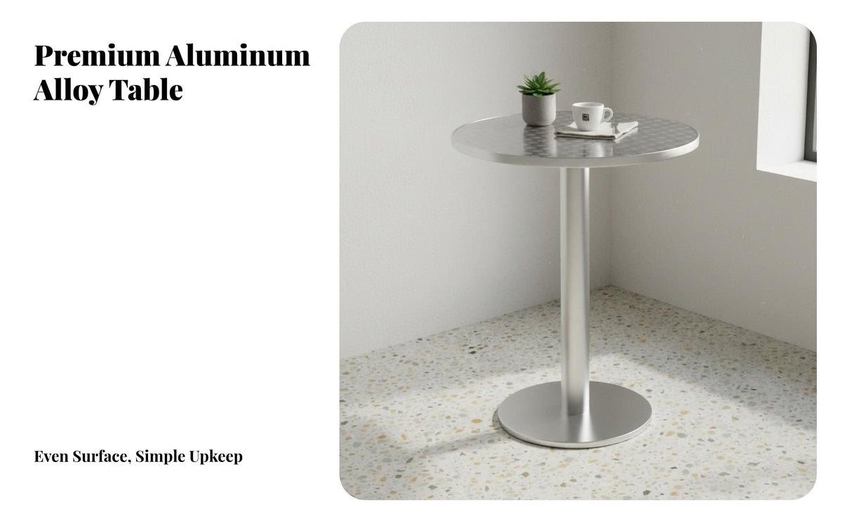 Aluminum Cafe Illuminated Table Luxury Restaurant Table Minimalist Design Commercial Furniture for Business Owners, Interior Designers, Bar, Diner