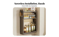 Drillno-Drill Installation Wall-Mounted Seasoning Rack Multi-Functional Design Kitchen Organizer Easy to Assemble Organizing Shelf Large Capacity for Home Cooks, Homeowners, Families, Pantry, Cabinet, Countertop