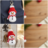Hand-Knitted Snowman Santa Claus Keychain Pendant for Christmas Gifts and Bag Accessories