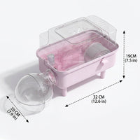 Double Layer Hamster Cage Villa with Handle, Square Transparent Detachable Habitat, Portable Outdoor Travel Carrier for Small Pets