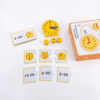 Teaching Clock with Cards Bright Instructional Timepiece with Flashcards Hands-Time-Telling Toy for Preschoolers