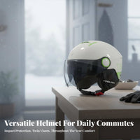 Double Visor Half Helmet 3C Officially Approved Face Electric Bike Helmet Four-Season Impact-Resistant Headwear for Riders, City Commuting