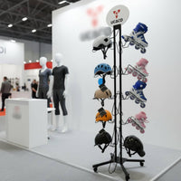 Helmet and Skate Display Stand Powder Coated Metal Helmet Display Rack Space Saving Roller Skate Storage Rack for Garage