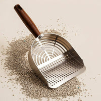 Litter Metal Stainless Steel Cleaner with Fine Mesh Holes, Rectangular Head for Multi-Cat Household Easy Cleaning