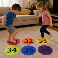 36 Pieces Numbered Carpet Marker Sticker with Numbers Easy to Remove Carpet Marker with Drawstring Bag Round Sitting Dot 100 Mm for Classroom