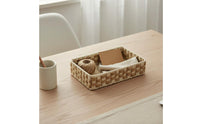 Woven Paper Rope Basket Handmade Braided Organizer Basket Versatile Japanese Aesthetic Organizer Box for Living Room, Bedroom, Closet