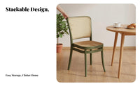 Stackable Cane Back Side Chair Vintage Design Home Seating Century-Century Modern Design Household Furniture Breathable Backrest for Homeowners, Restaurant Owners, Interior Decorators, Dining Room, Kitchen, Cafe
