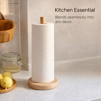 Dining Table Paper Towel Holder Stand, Freestanding Beech Wood Kitchen Roll Dispenser for Pantry, Stylish Korean Design, No-Drill Countertop Organizer