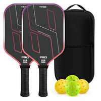 2 Pieces Pickleball Paddle Set T700 Pickleball Set with Balls and Bag Friction Surface Better Control for Beginners