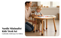 Nordic Design ovalShaped Table with rabbit Chairs Height Adjustable kids' Desk and Chair Rounded Corners children's Furniture Easy to Clean for Preschoolers, Toddlers, Parents, Kindergarten, Playroom, Classroom, Living Room