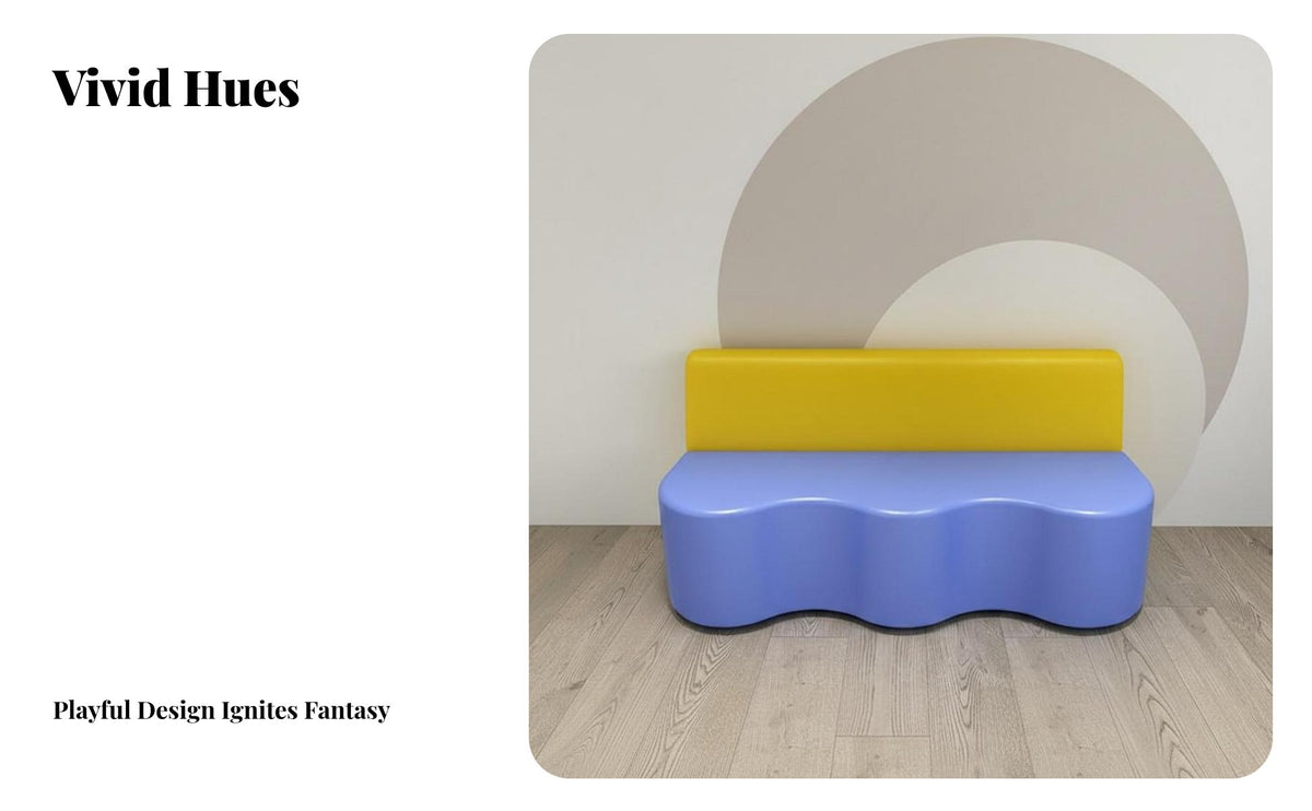 Modular Combination Wavy Seat Bench Easy to Clean Waiting Room Sofa Sturdy Structure Reception Seating High-Density Foam for Parents, Children, Clients, Kindergarten, Lobby, Salon