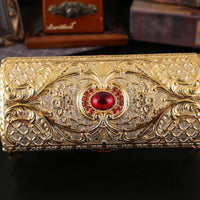 Metal Jewelry Box Decorative Jewelry Box with Hinged Lid Classic Small for Women, Dresser, Vanity