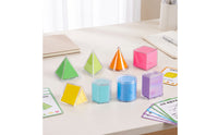 8 Pieces Geometric Shapes with Colored Nets Visual Geometric Solids 3D Shapes Hands-on Manipulatives Classroom for Teachers
