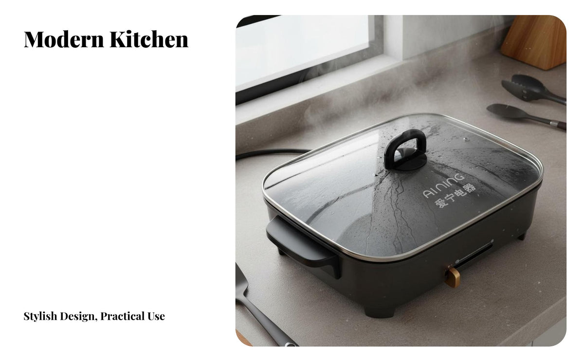 Transparent Design Tempered Glass Lid Visible Cooking Electric Baking Pan Lid Heat Resistant Handle for Home Cooks, Students, Dining Table