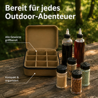 Camping Spice Bag, Outdoor Spice Organizer with 9 Jars, Leak-proof & Moisture-resistant, 16x12x14cm