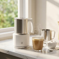 Stainless Steel Electric Milk Frother Transparent Lid Automatic Milk Frother Compact