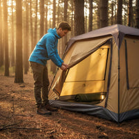 Mesh Screening Large Camping Tent Zippered Openings Instant Setup Tent Camel-Colored