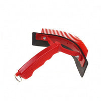 Two-sidedSided Horse Scraper with Comb Curved Curry Comb with Scraper Non-Slip Shedding Blade with Loop Lightweight for Pet Groomers