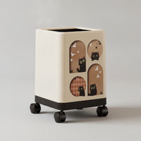 Cream-Colored Trash Can with Lid Square Trash Bin with Lid Elegant Wastebasket Matte for Bedroom