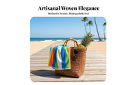 Woven Design Imitation Rattan Hand container With grasps Handwoven farmer's market Tote multifunctional all-purpose bag Container Lightweight for Gift Givers, Shoppers, Adults, Home Storage, everyday Use, awaydoor dining, Shopping