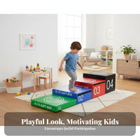 4 Pieces 4-Piece Foam Activity Blocks Soft Fabric Cover 4-Piece Sectional Vaulting Box adaptable and adaptable Design Gymnastics Training Set for Babies