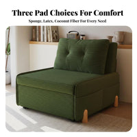 Two-in-OneUse Pull-extendable Corduroy Daybed Foldable Design Pull-extendable Loveseat Bed Space-Saving Sleeper Sofa Side Storage Pockets for Apartment Dwellers, Students, Homeowners, Balcony, Living Room, Bedroom, Office