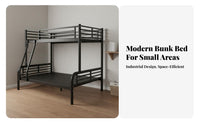 Metal Bunk Bed Space Saving Metal Bunk Bed Frame Strong Load-Bearing Bedroom Furniture for Families, Adults, Small Apartment, Dorm Room