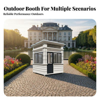 Portable Guard Booth Box Weather Resistant Prefabricated Security Booth Reinforced Glass Panes Stone Finish Gatehouse for Building Entrances