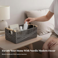 Imitation Rattan container with Handles adaptable Woven Basket with Handles
