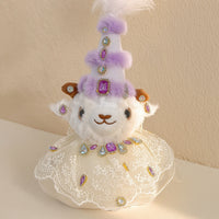 Sheep Ornament with Beads Cute Stuffed Sheep Lamb Stuffed Doll Fuzzy Soft for Collectors, Backpack, Desk