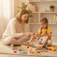 Wooden Toy Educational Wooden Tool Set with Case Portable Toy Tool Kit for Classroom
