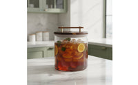 Glass Beverage Dispenser with Spigot Transparent Design Cold Drink Jar with Wooden Stand Serving Ware Easy to Clean for Caterers