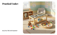 Solid Wood Construction Wooden Building Block Table Educational Multi-Functional Kids Activity Table Safety Rounded Corners for Toddlers, Preschoolers, Parents, Playroom, Preschool, Nursery, Daycare