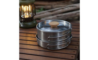 Folding Handle Stainless Steel Camping Cookware Set Lightweight Portable Backpacking Cook Set Compact Stainless Steel Mess Kit Easy to Clean for Campers, Hikers, Backpackers, Hiking, Picnic