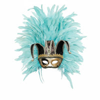Feathered Feather Masquerade Mask Vintage Venetian Half Mask Retro Design Masquerade Headpiece Dramatic for Carnival, Halloween