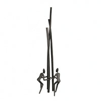 Cast Iron Black Iron Figurine Sculptural Minimalist Human Sculpture Conversation Beginning Black Metal Statue for Sample Room