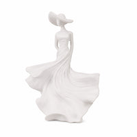 Graceful Figurine with Hat Elegant Tabletop Sculpture Smooth Woman Figurine Aesthetic for Living Room, Office