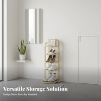 Space-Saving Vertical Shoe Rack Stable Construction Narrow Shoe Shelving Unit Easy Reach Slim Corner Shelving Unit Shelf Holds Taller Shoes for Students, Apartment Dwellers, Homeowners, Entryway, Hallway, Balcony, Dorm Room