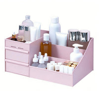 Large Capacity Compartmentalized Cosmetic Box with Drawers Drawer Design Vanity holder Multi-Compartment Makeup Holder Space-Saving for Students, cosmetic lovers, Gift Givers, Dressing Table, Dorm Room, bureau Top, Bathroom Countertop