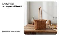 Handwoven Woven Flower Basket with Handle Natural Materials Rattan Design Flower Arrangement Basket Elegant Charm for Florists, Mother's Day